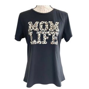 SHEIN Mom Life Graphic T-Shirt Top Tan Black Women's Size L